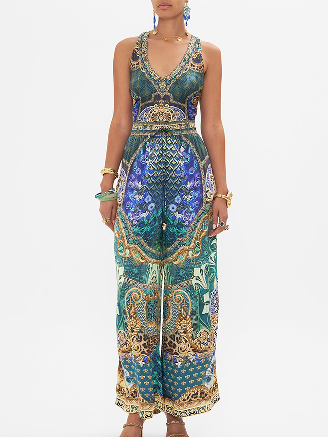 Printed One Piece and Pants Swimwear