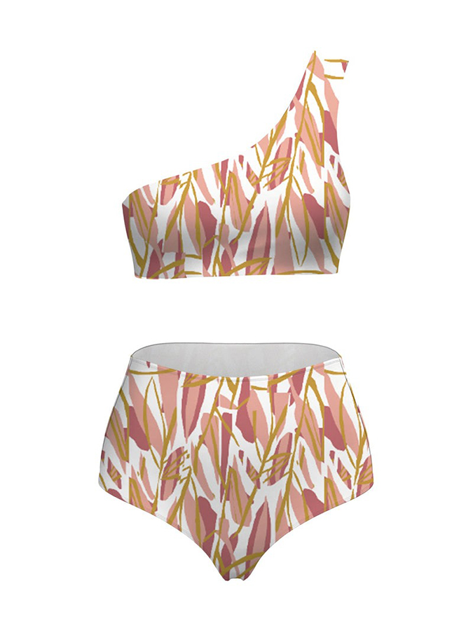 Leaves Printed One Piece and Kimono Swimwear