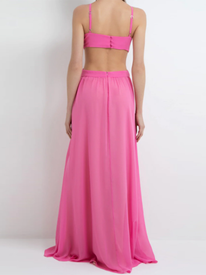 3D Three-Dimensional Flower Solid Color One-Piece Swimsuit And Skirt