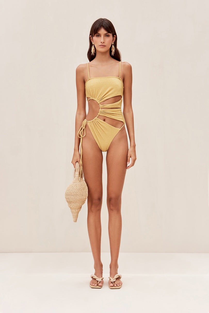 Drawstring Straps With Irregular Design Onepiece