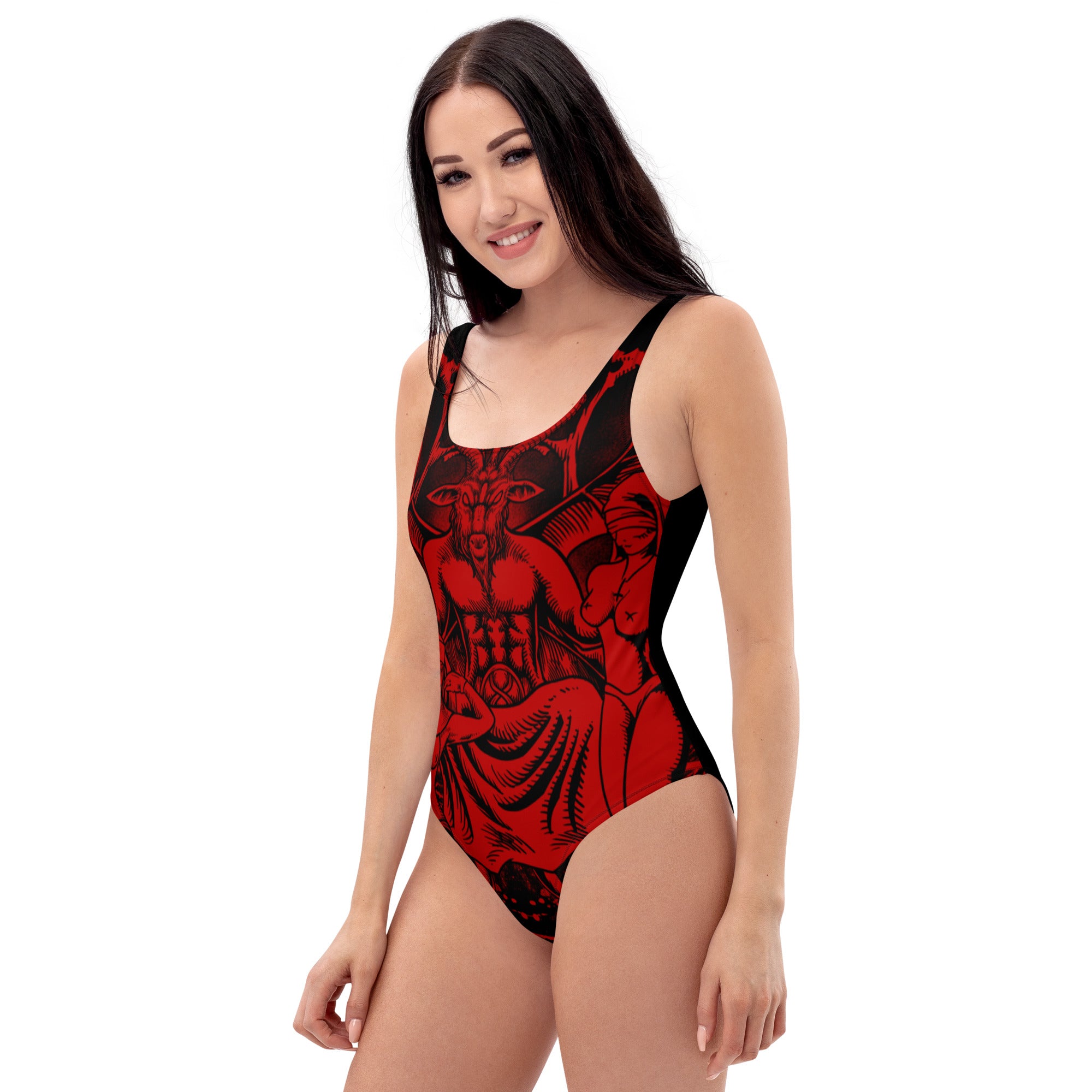 Red baphomet One-Piece Swimsuit
