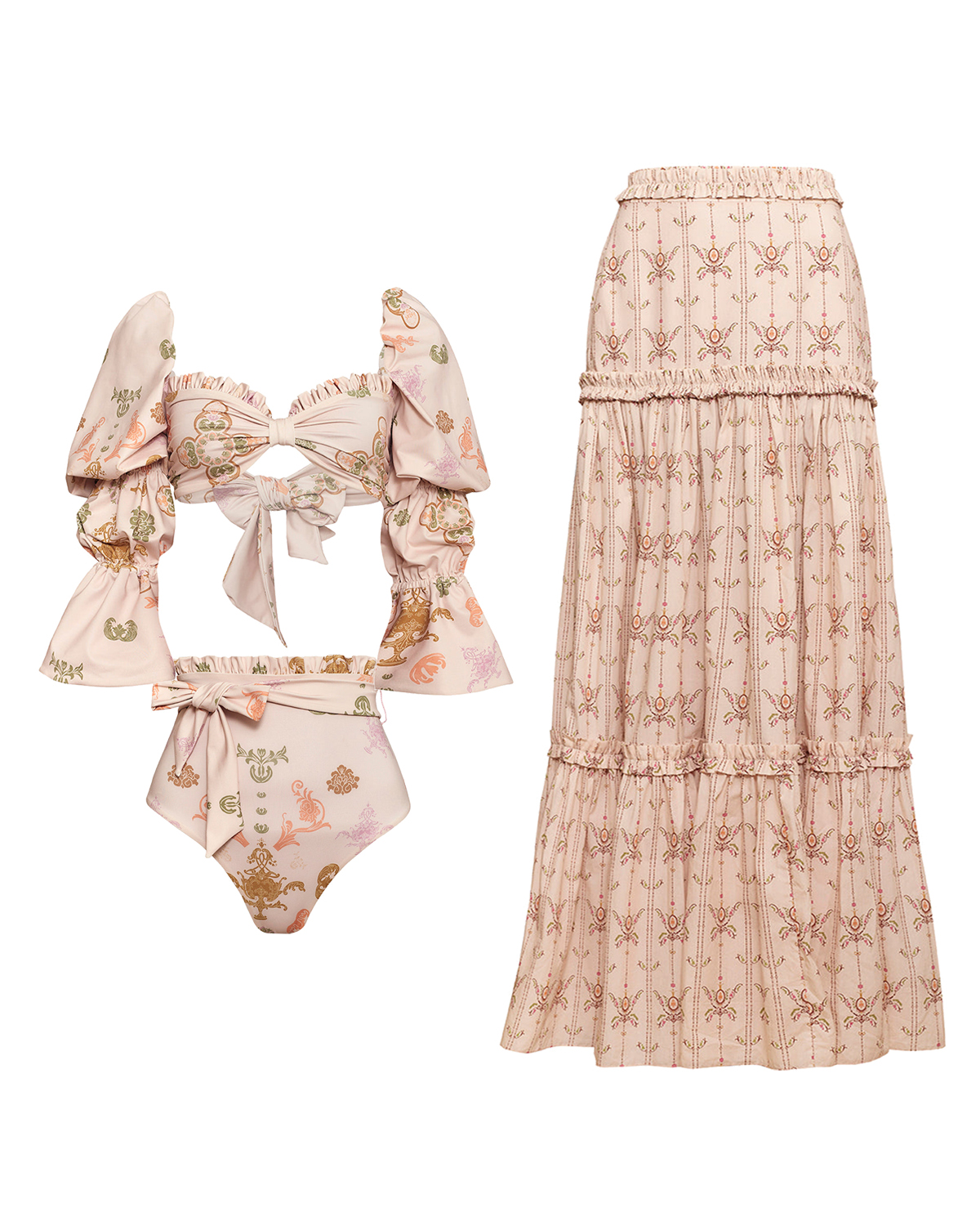 Vintage Printed Swimsuit and Cover Up