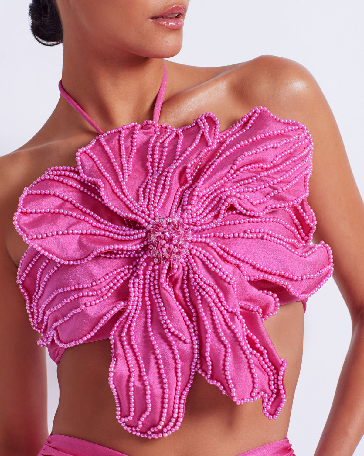 Beaded Floral Swimsuit And Skirt