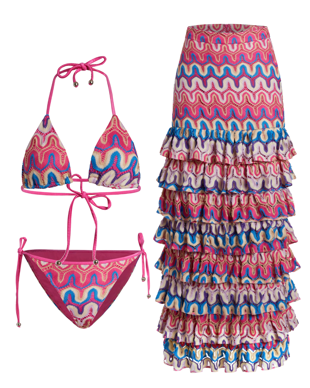 Beach Vacation Bikini and Skirt