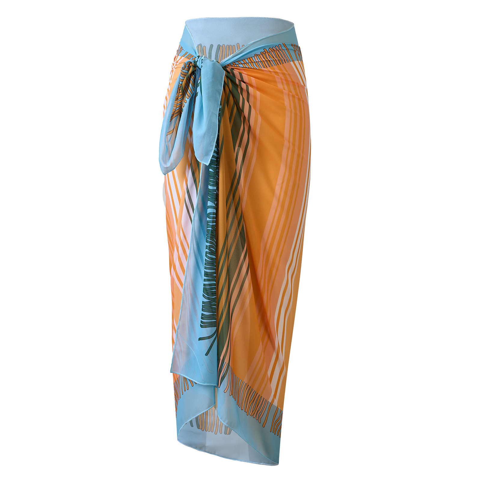 Bright yellow openwork pleated halter neck swimsuit