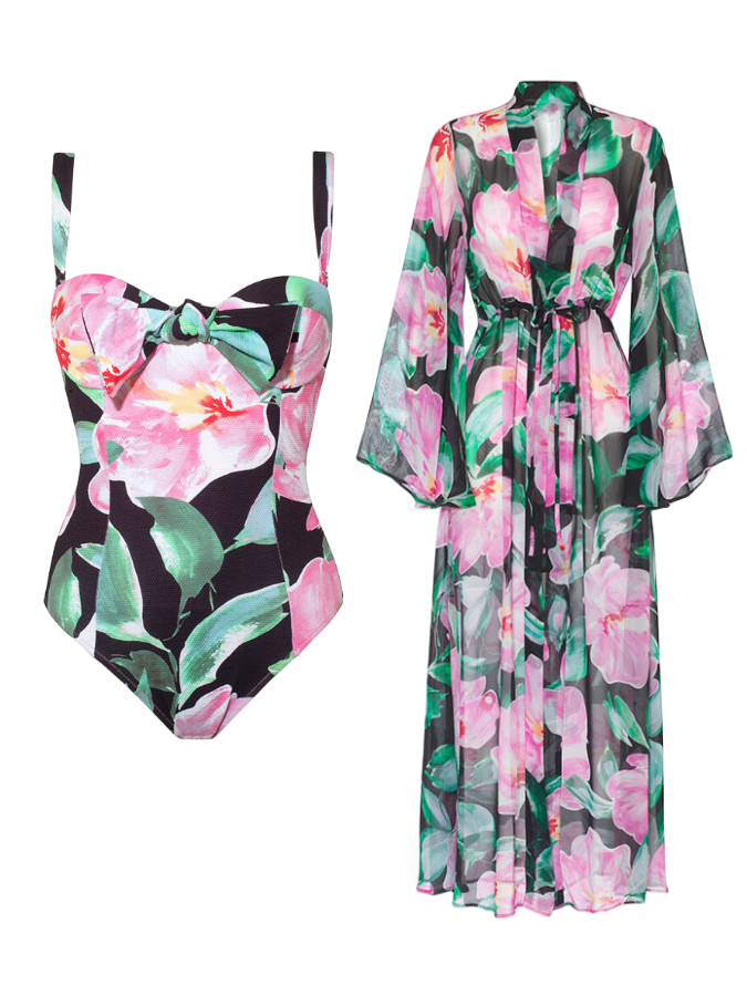 Flowear Printed One Piece and Kimono Swimsuit