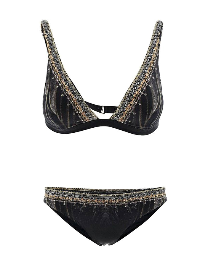 Vintage Print Beach Bikini And Pants