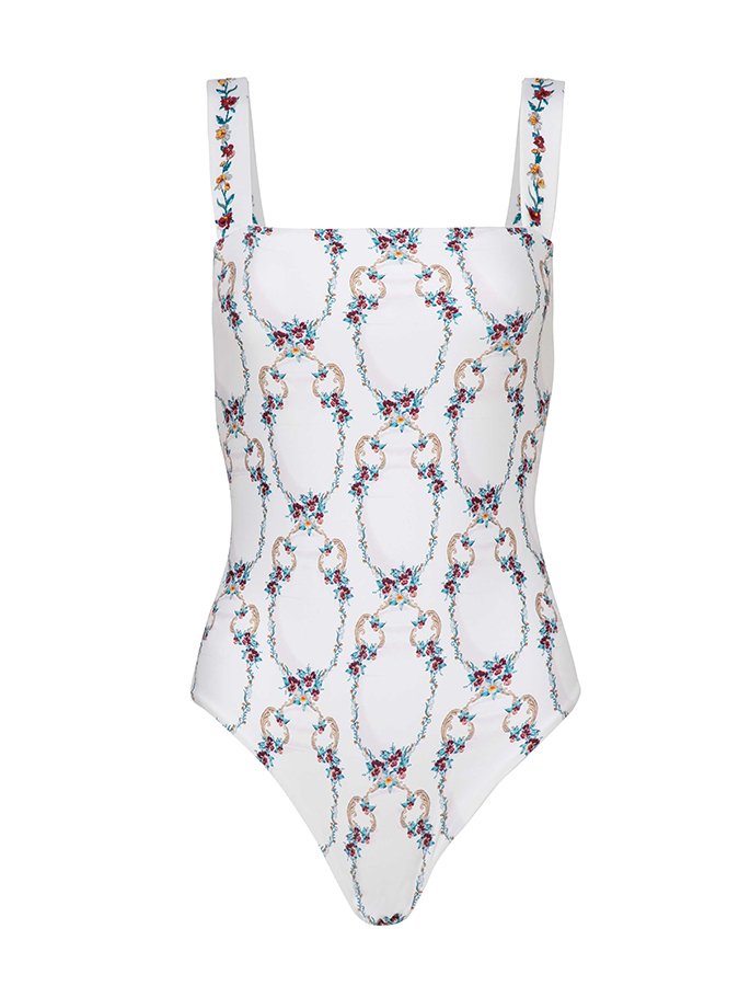 Vintage Floral Print Swimsuit and Cover-Up