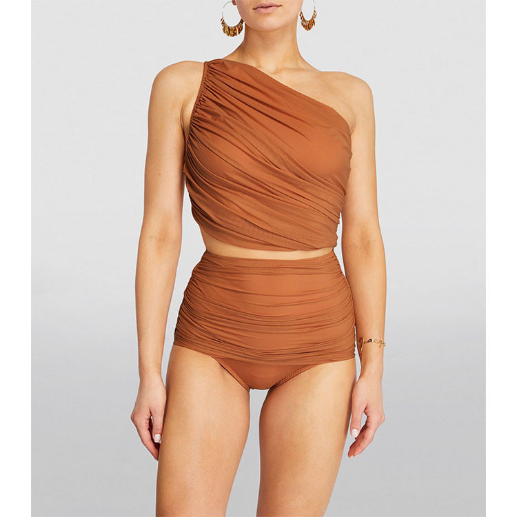 Caramel ribbon wrap swimsuit