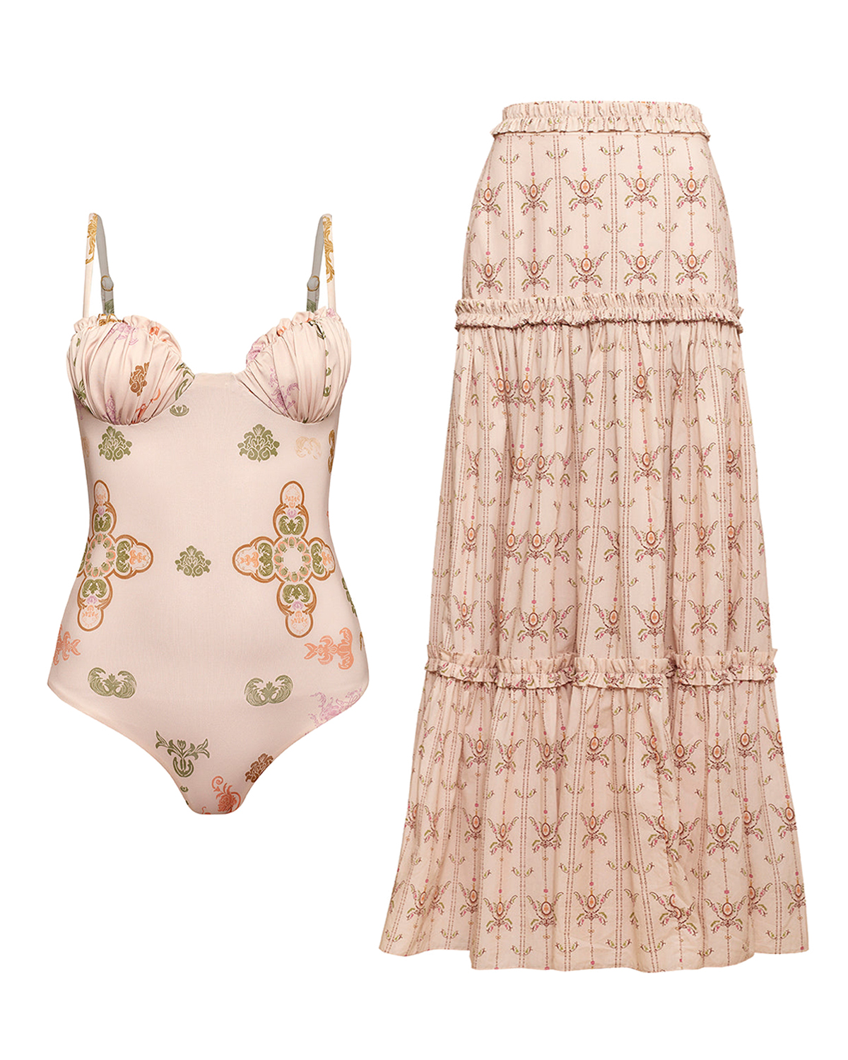 Vintage Printed Swimsuit and Cover Up