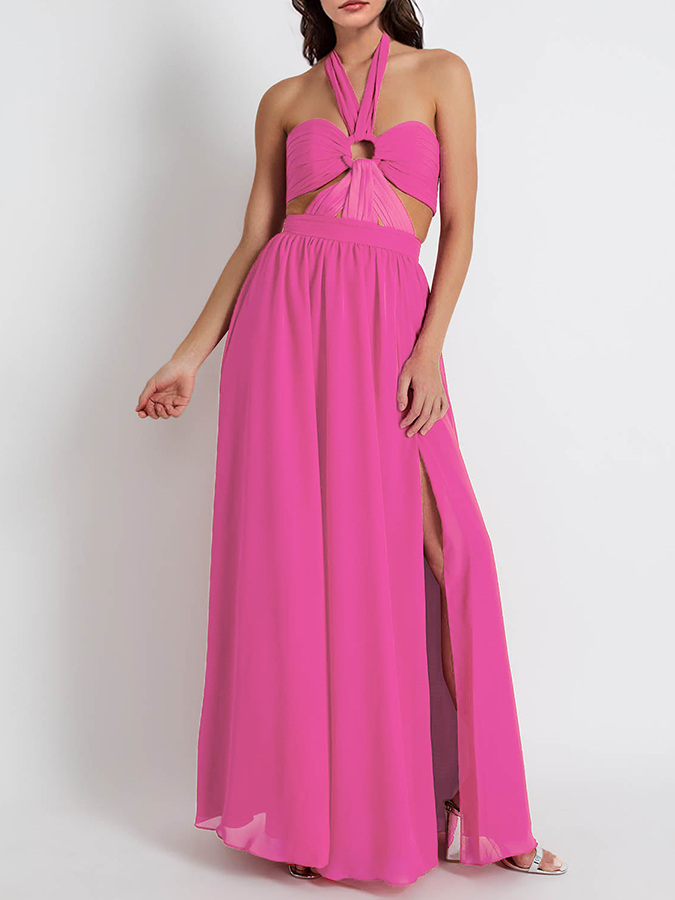 Beach Solid Color One-Piece Swimsuit And Skirt