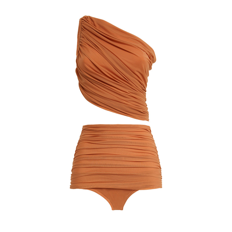 Caramel ribbon wrap swimsuit