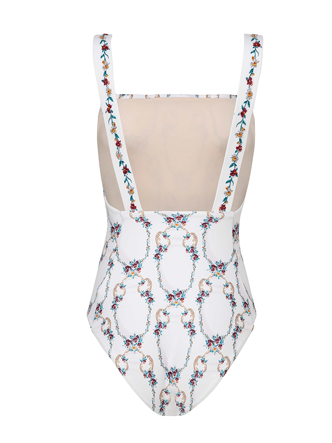 Vintage Floral Print Swimsuit and Cover-Up