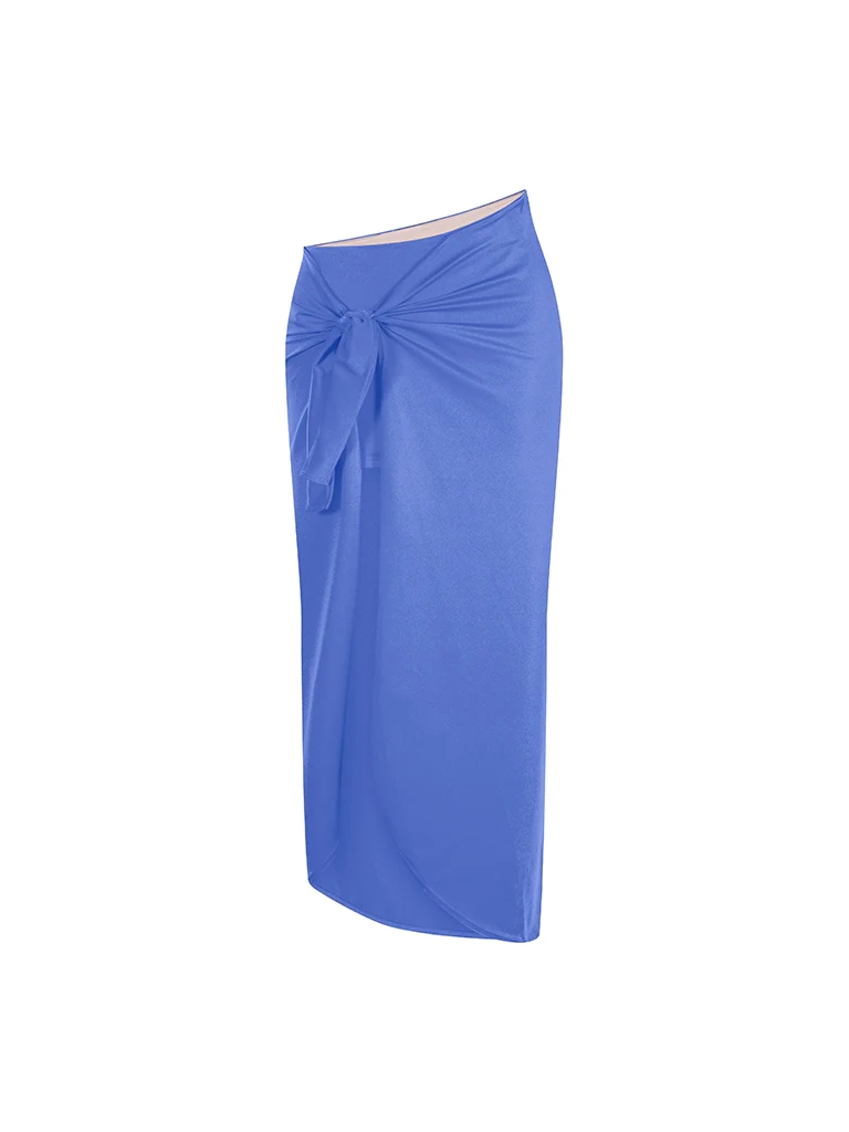 Solid Bikini Set and Sarong Swimwear