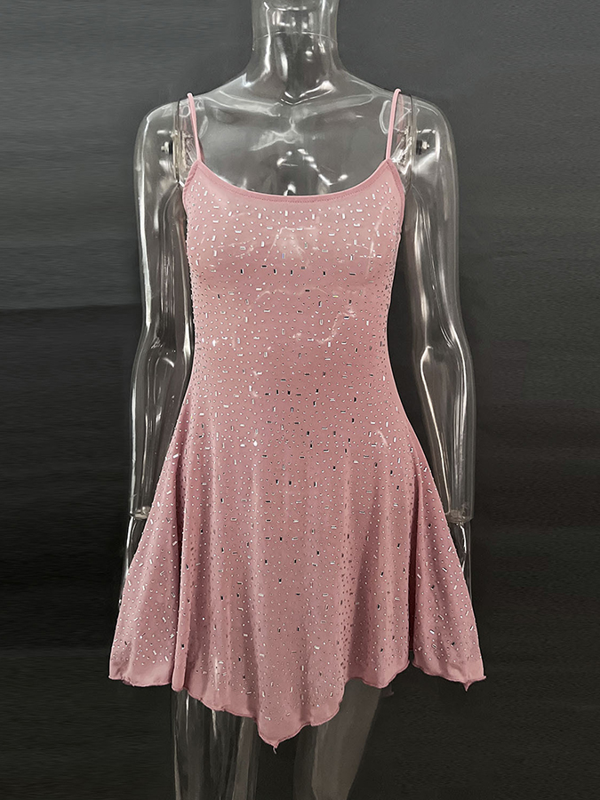 Sparking Irregularly Mini Party Dress