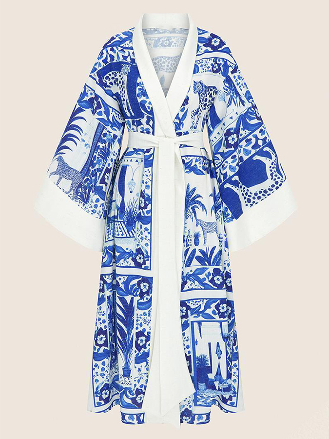 Blue Printed One Piece and Cover-up