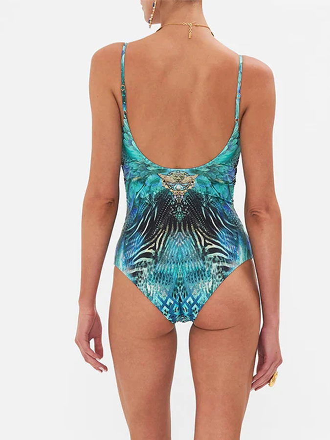 Printed One Piece and Pants Swimwear