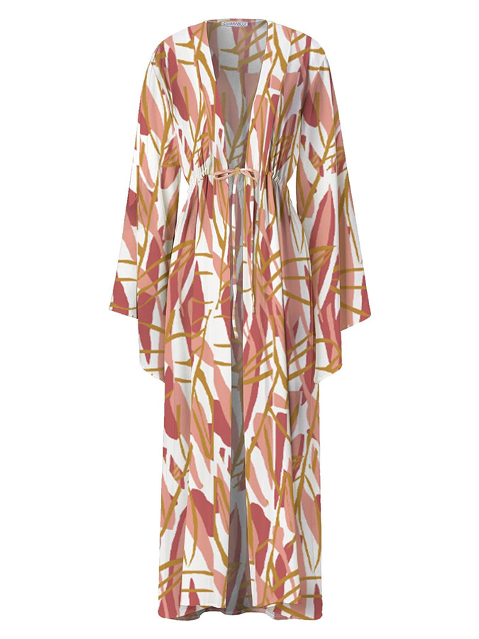Leaves Printed One Piece and Kimono Swimwear