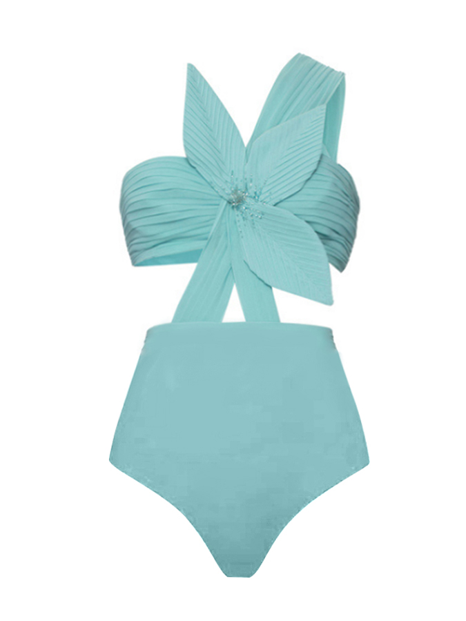 3D Three-Dimensional Flower One-Piece Swimsuit And Skirt
