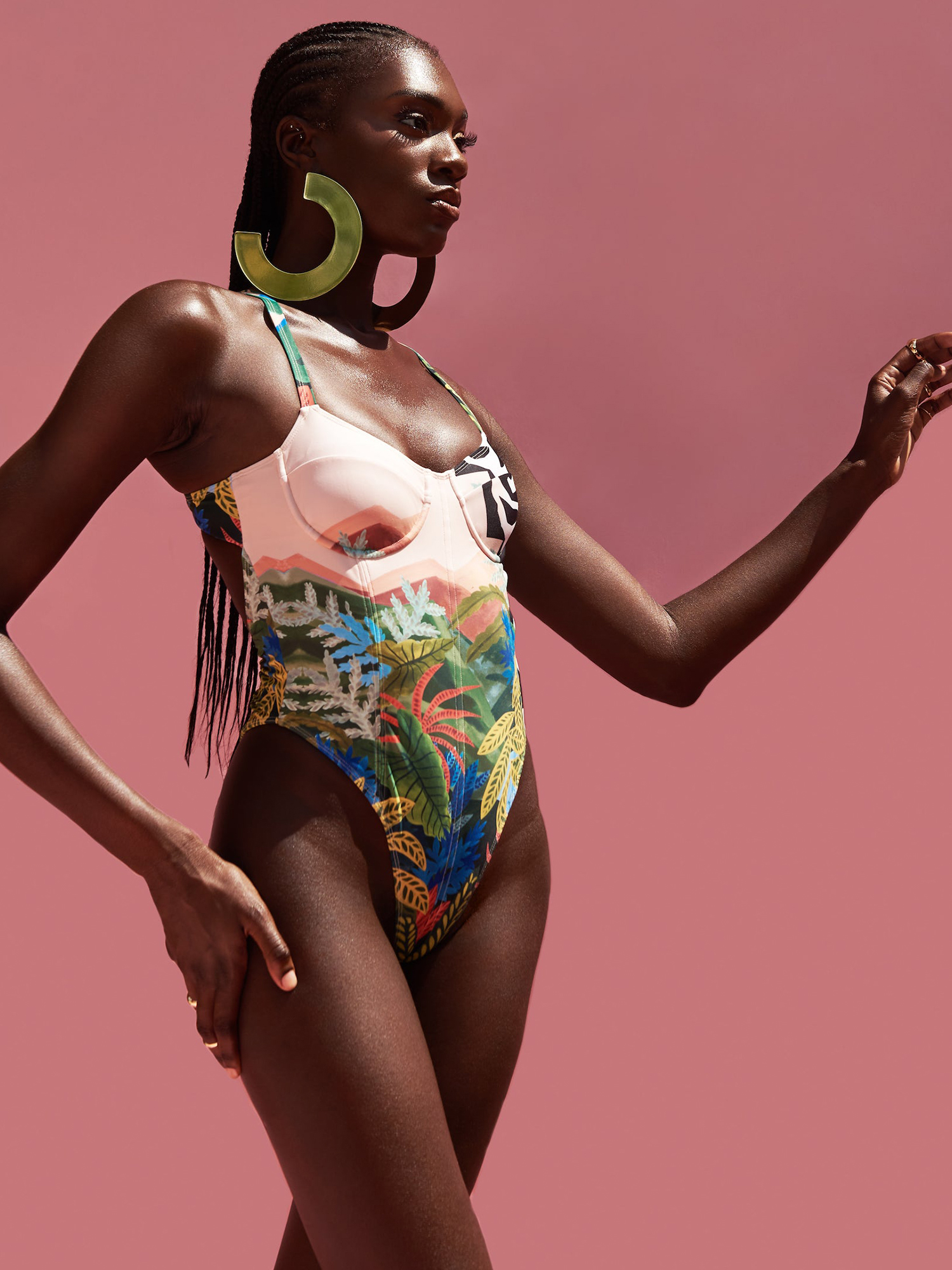 Beach Vacation Print Swimsuit And Cardigan