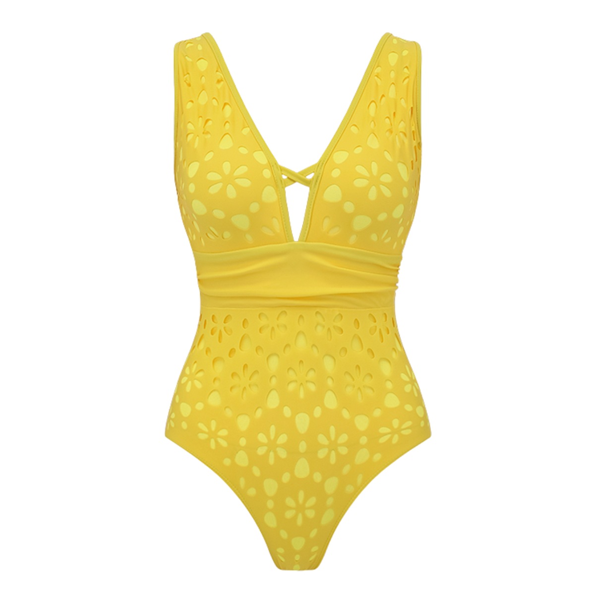 Deep V flower cutout one-piece swimsuit