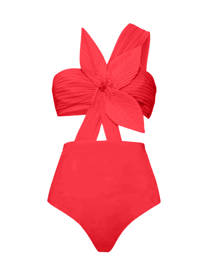 3D Three-Dimensional Flower One-Piece Swimsuit And Skirt