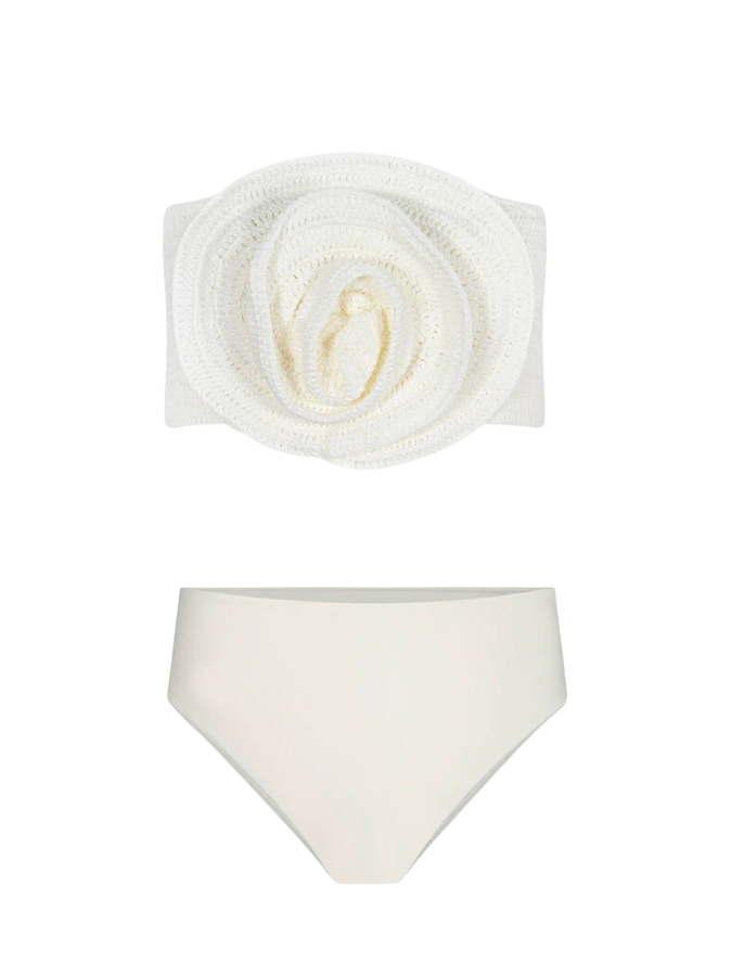 3D Flower Knitted Bikini Set and Skirt