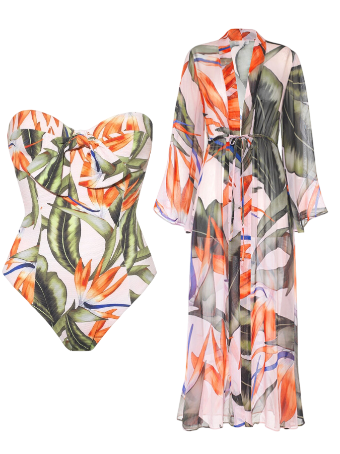 Bird of Pardise Bikini and Kimono Swimwear