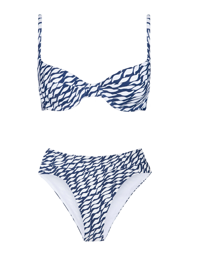 Ocean Ripple Printed Bikini and Kimono Swimwear