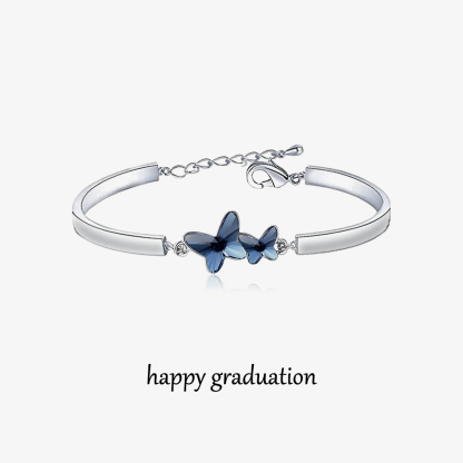 For Daughter - Happy Graduation We Always Believe In You Blue Butterfly Crystal Bracelet
