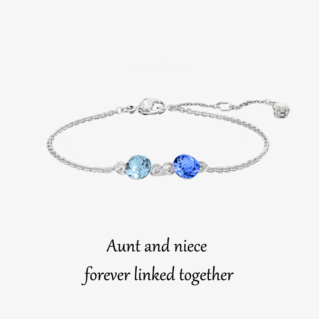 Aunt and Niece Forever Linked Together Custom Birthstones Bracelet