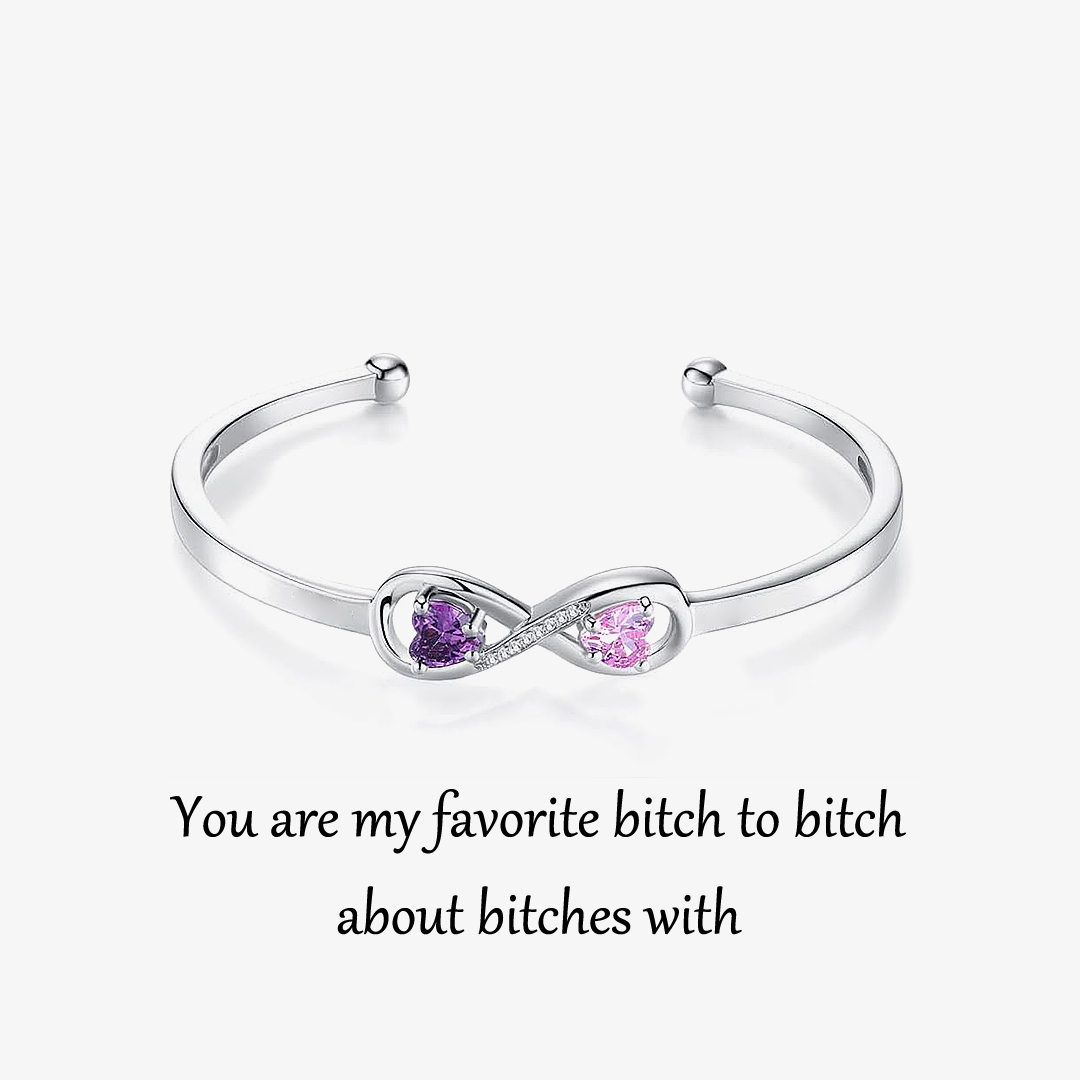Personalized Best Bitches Birthstones Cuff Bracelet