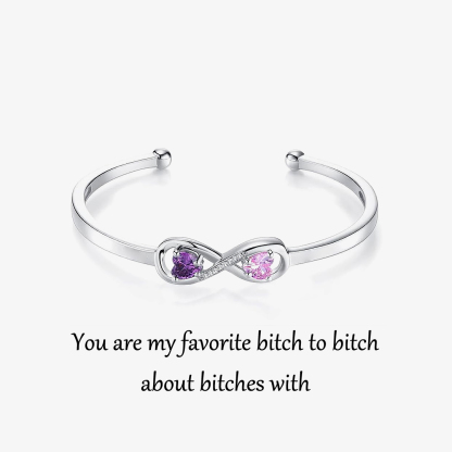 Personalized Best Bitches Birthstones Cuff Bracelet