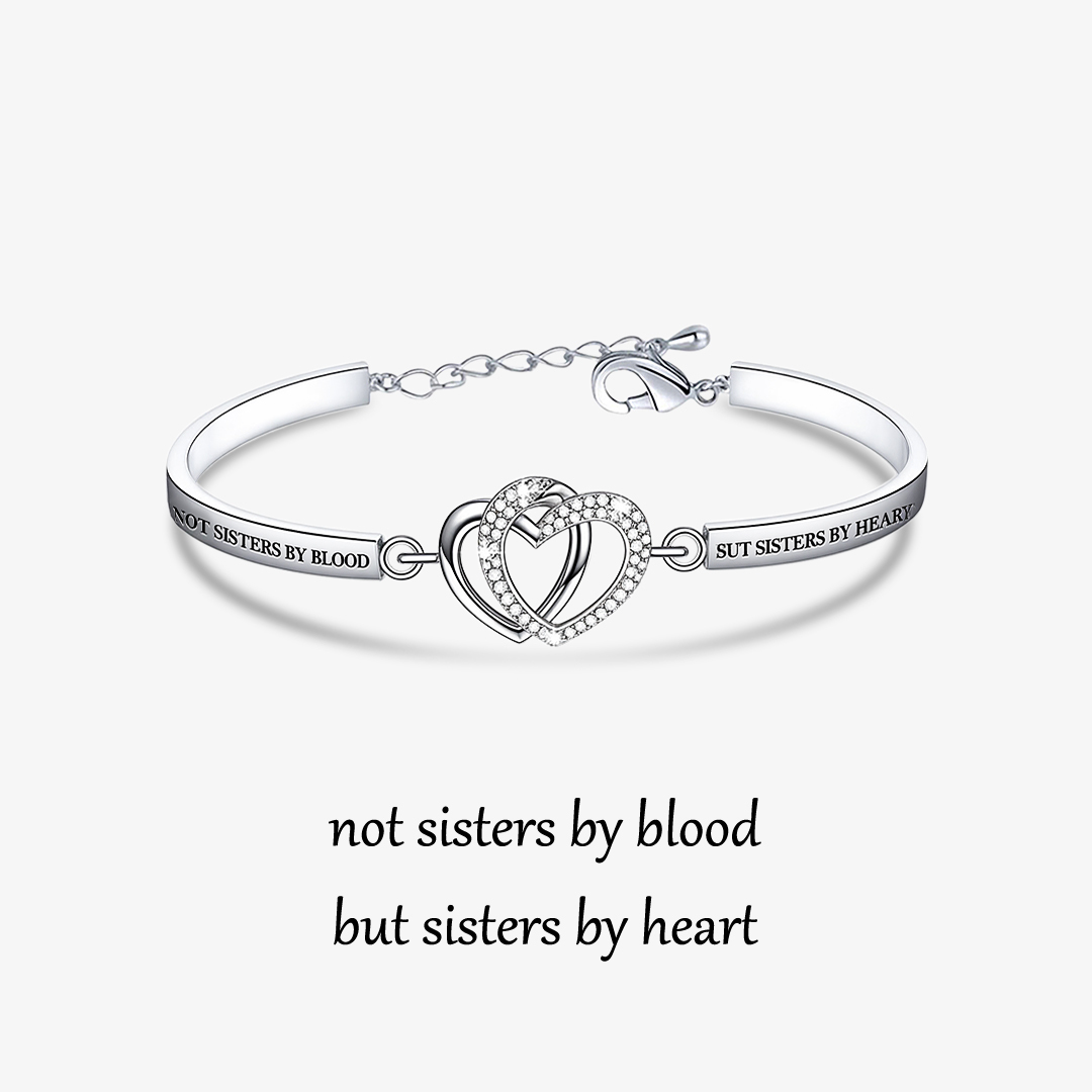 For Friend - Not Sisters By Blood But Sisters By Heart Double Heart Bracelet