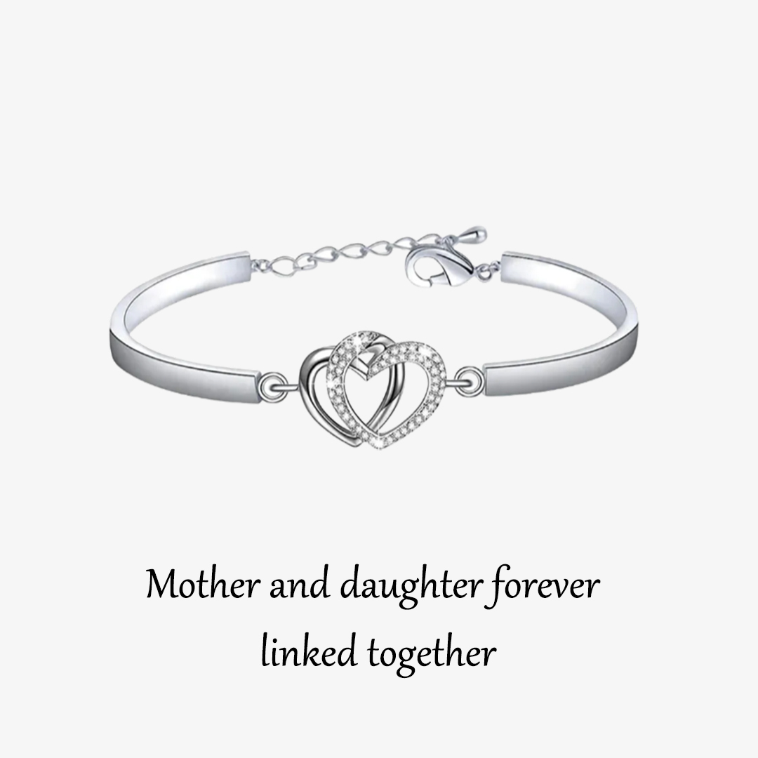 Mother & Daughter Forever Linked Together Double Heart Bracelet
