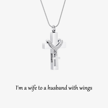 For Memorial - Custom Name Cross Pendant Urn Necklace