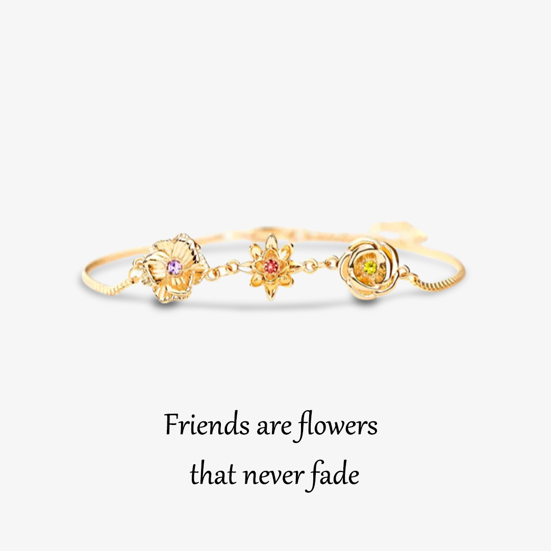 For Friends- Friends are flowers that never fade Custom Birth Flowers Bracelet