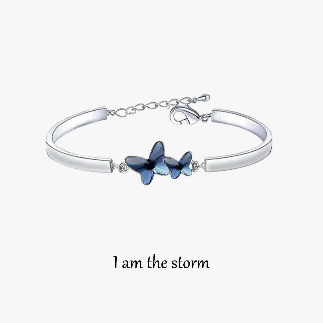 For Daughter - I AM THE STORM Blue Butterfly Crystal Bracelet