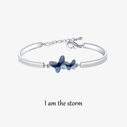 For Daughter - I AM THE STORM Blue Butterfly Crystal Bracelet
