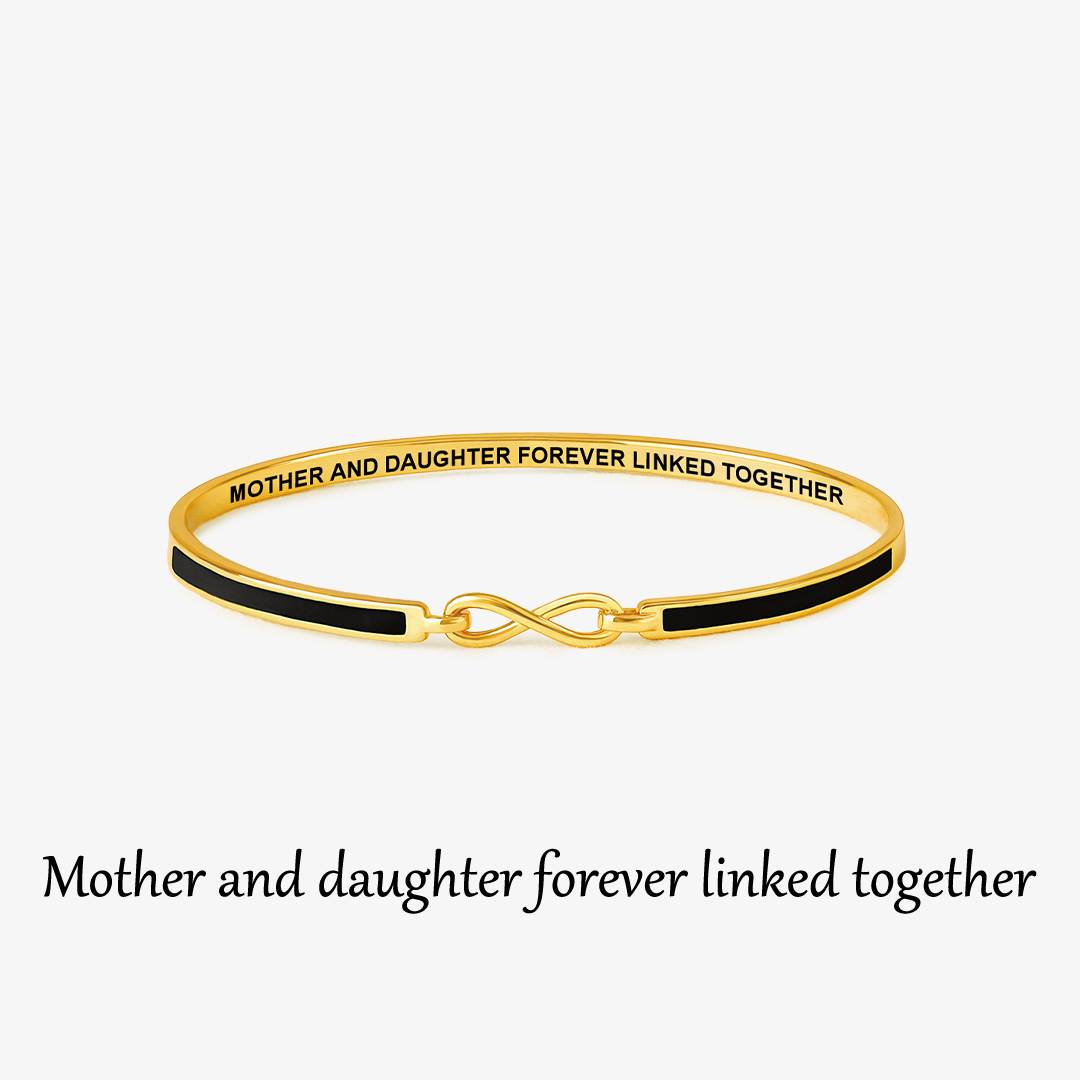 Mother and daughter forever linked together Enamel Bangle Bracelet