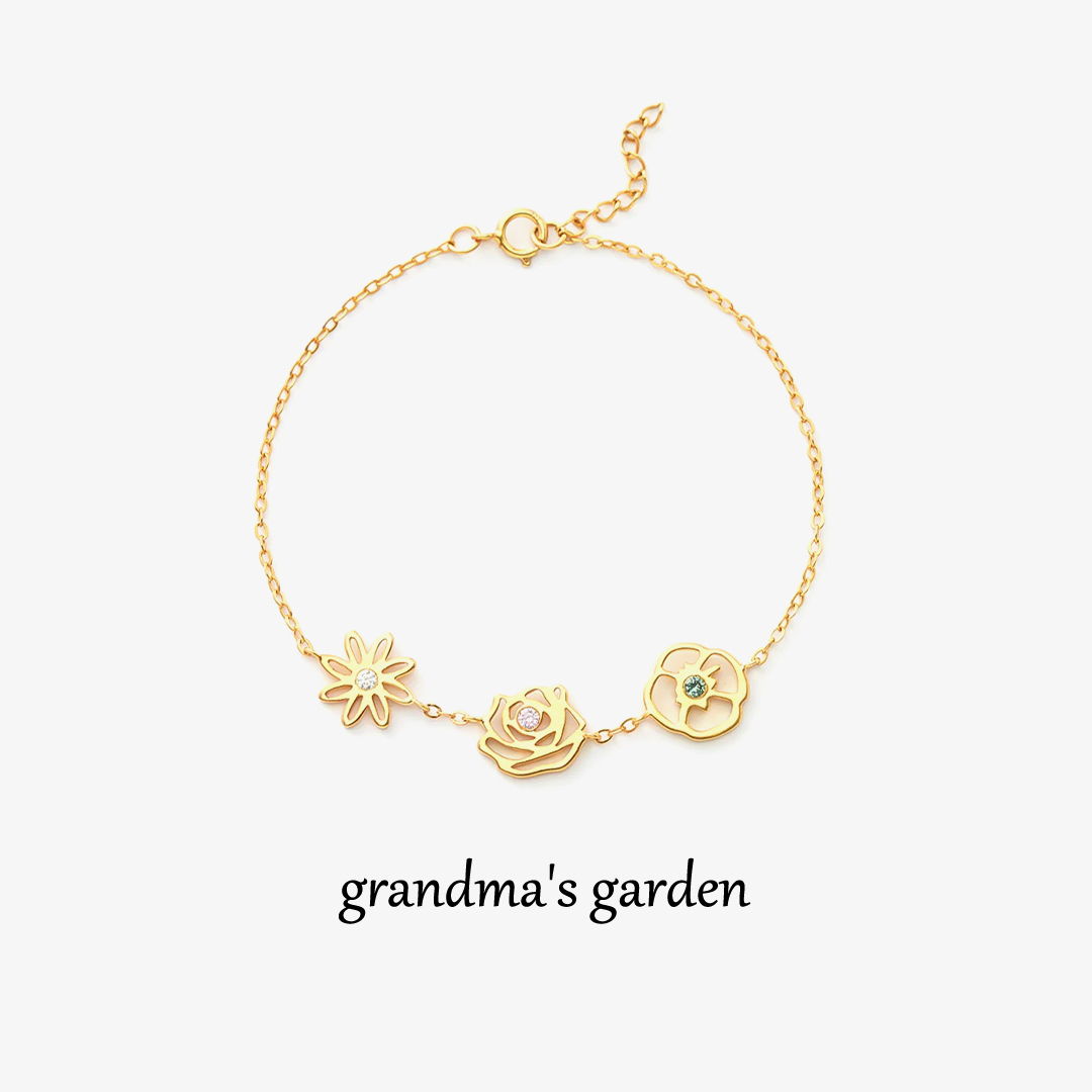 For Grandma - Grandma's Garden Custom Birth Flowers Bracelet
