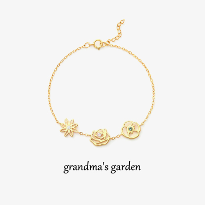 For Grandma - Grandma's Garden Custom Birth Flowers Bracelet