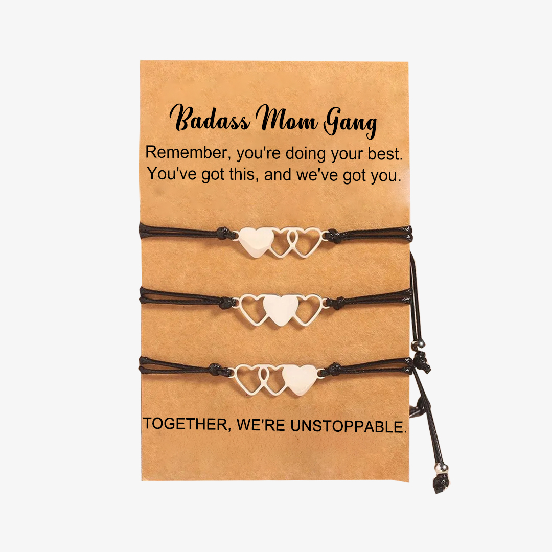 For Mother- Badass Mom Gang Together We're Unstoppable Heart Bracelet