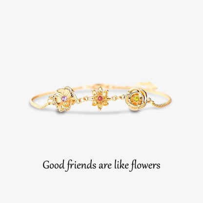 For Friends- 1-10 Three-Dimensional Custom Birth Flowers Bracelet