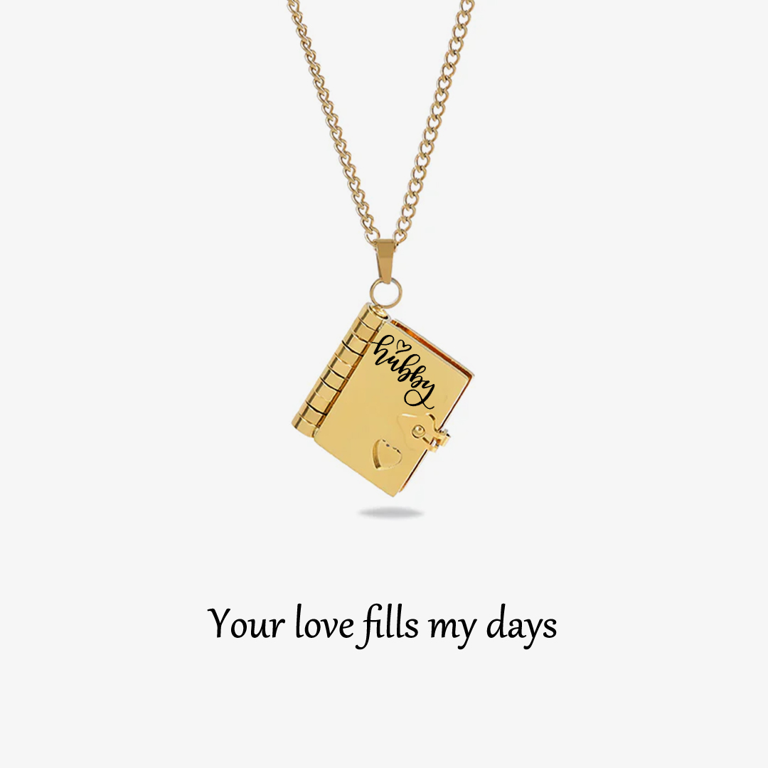 My Husband Book Necklace