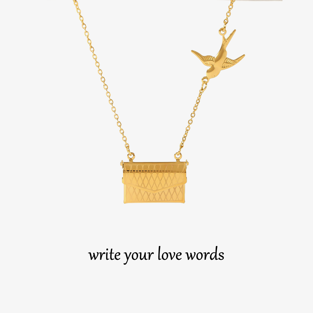 Customized Message Swallow Envelope Necklace