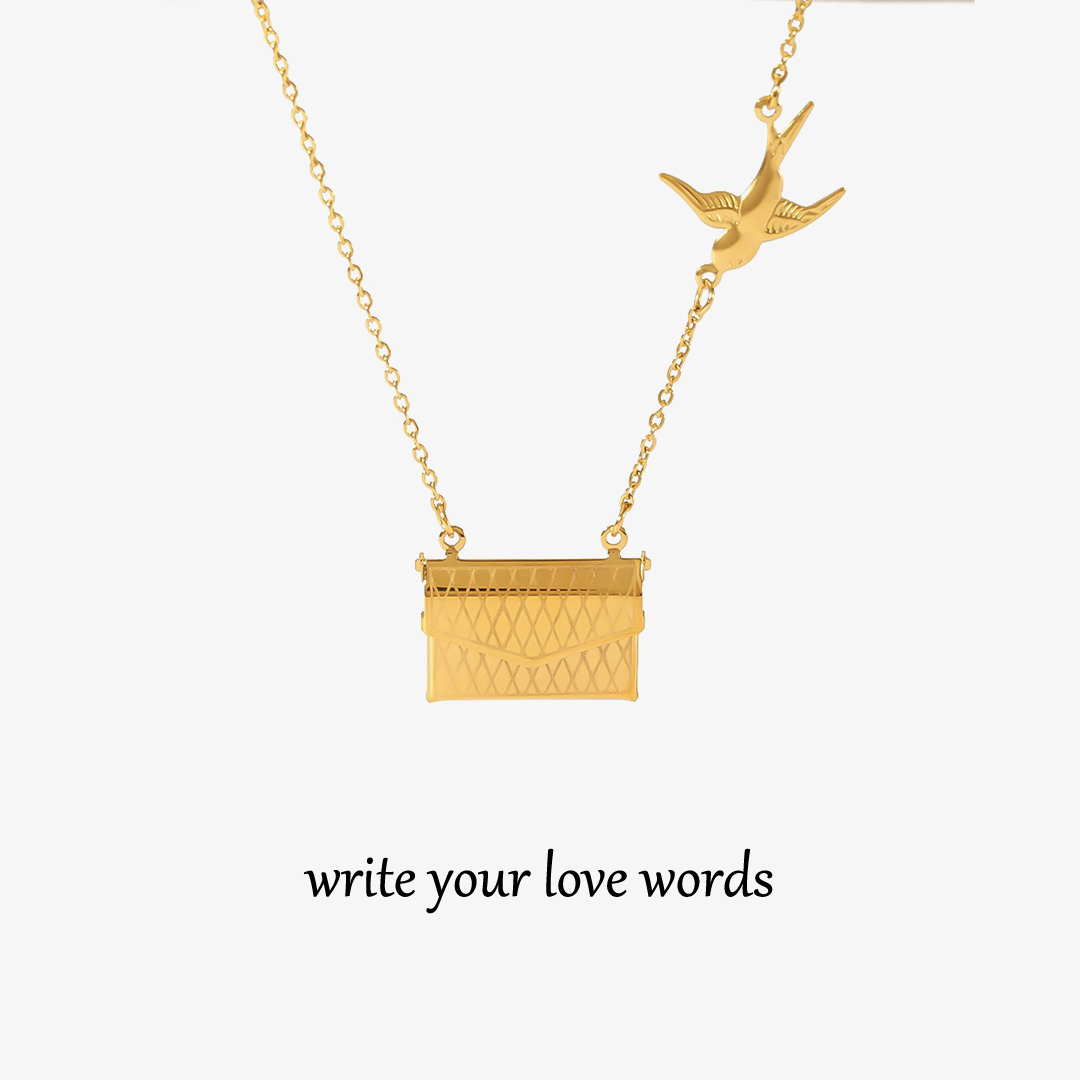 Customized Message Swallow Envelope Necklace