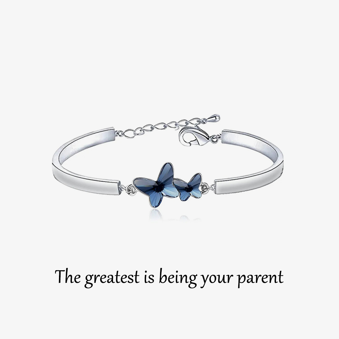 For Daughter - you'll always have my heart Blue Butterfly Crystal Bracelet