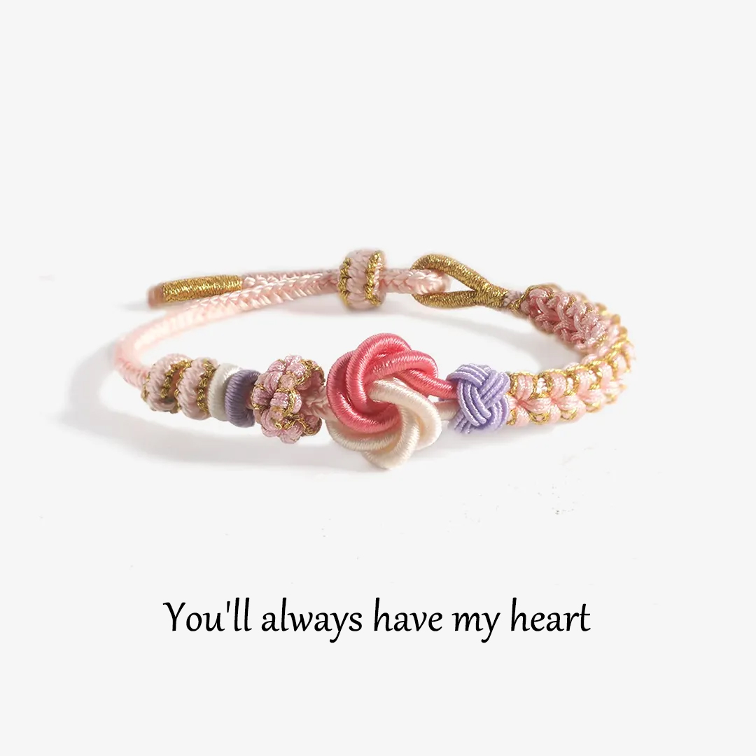 For Granddaughter - you'll always have my heart Peach Blossom Knot Bracelet