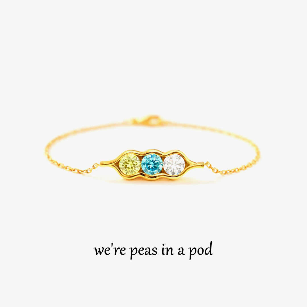 For Friends - We're peas in a pod Custom Birthstone Bracelet